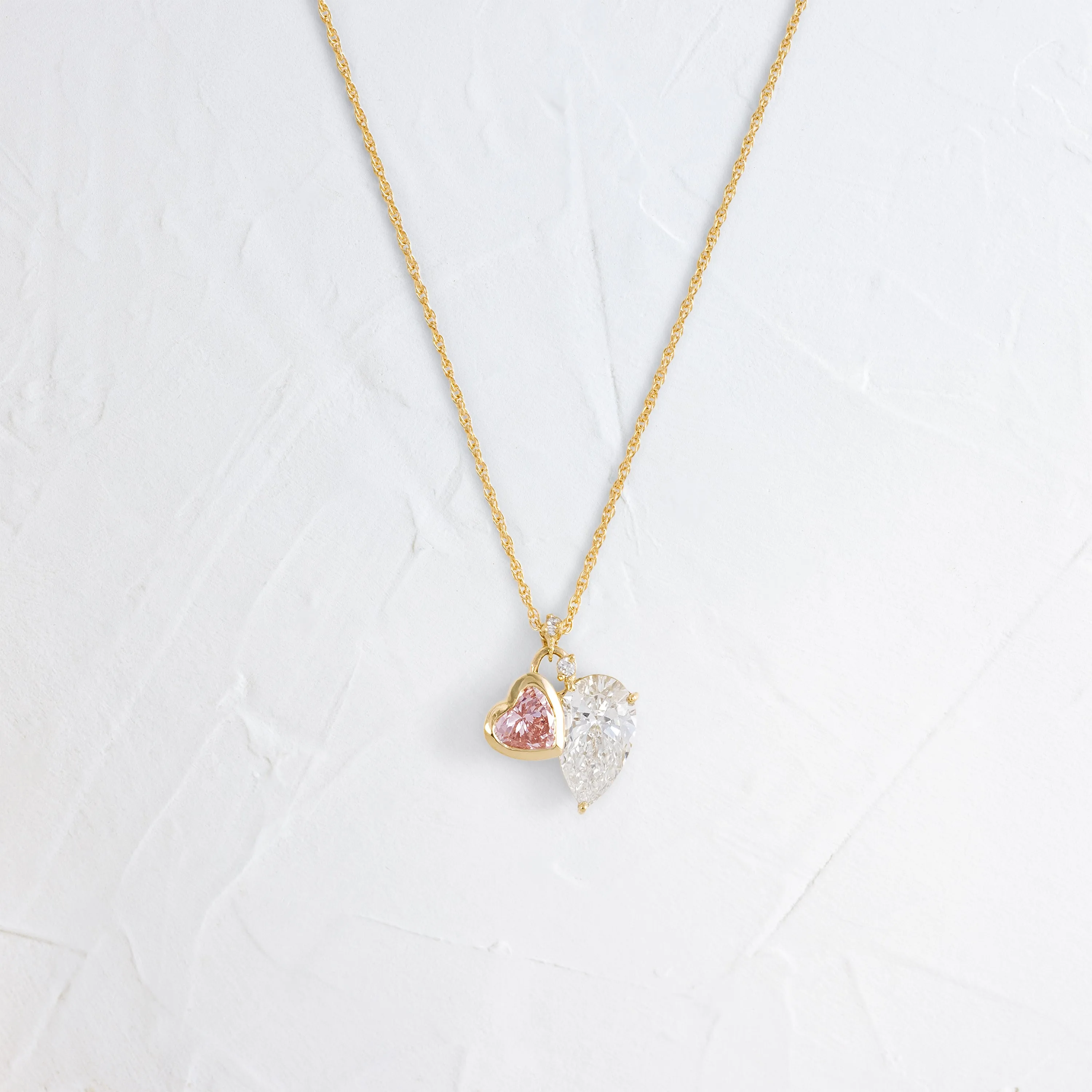 Heart to Heart Necklace, Pink Diamond