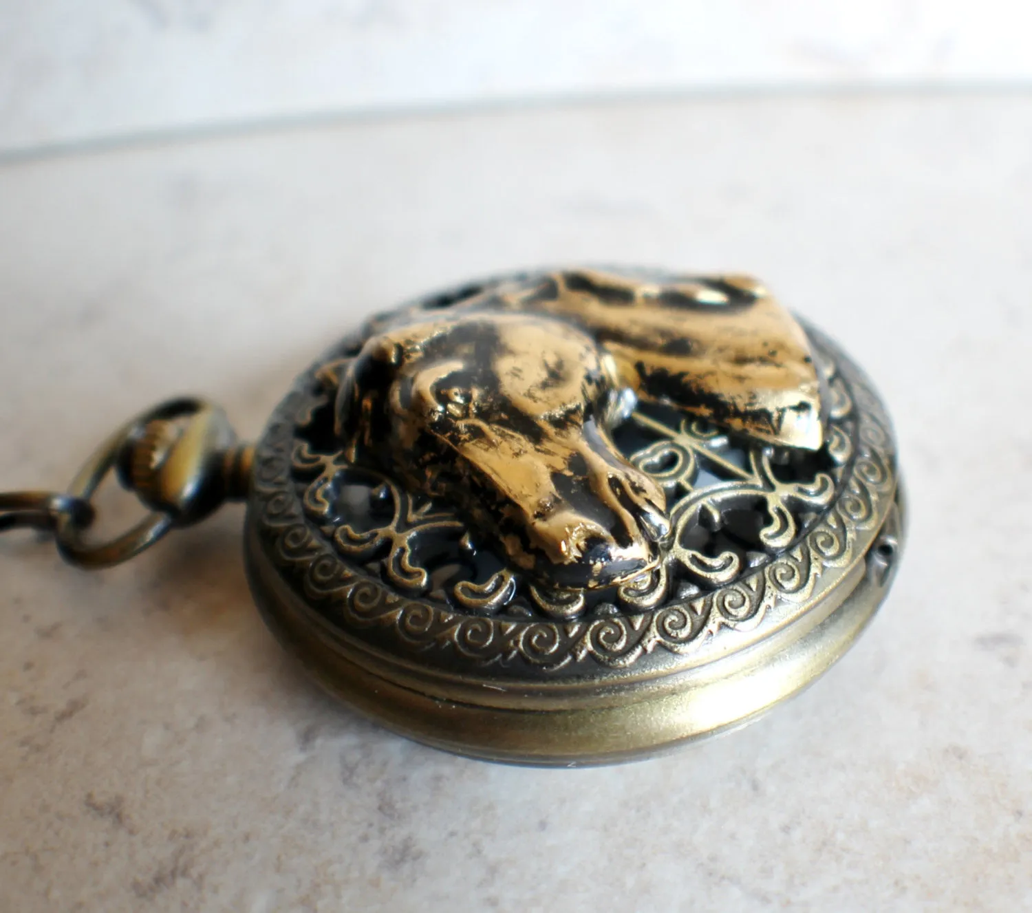 Horse battery operated pocket watch.