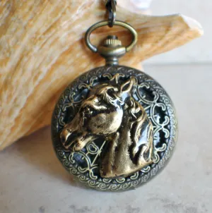 Horse battery operated pocket watch.