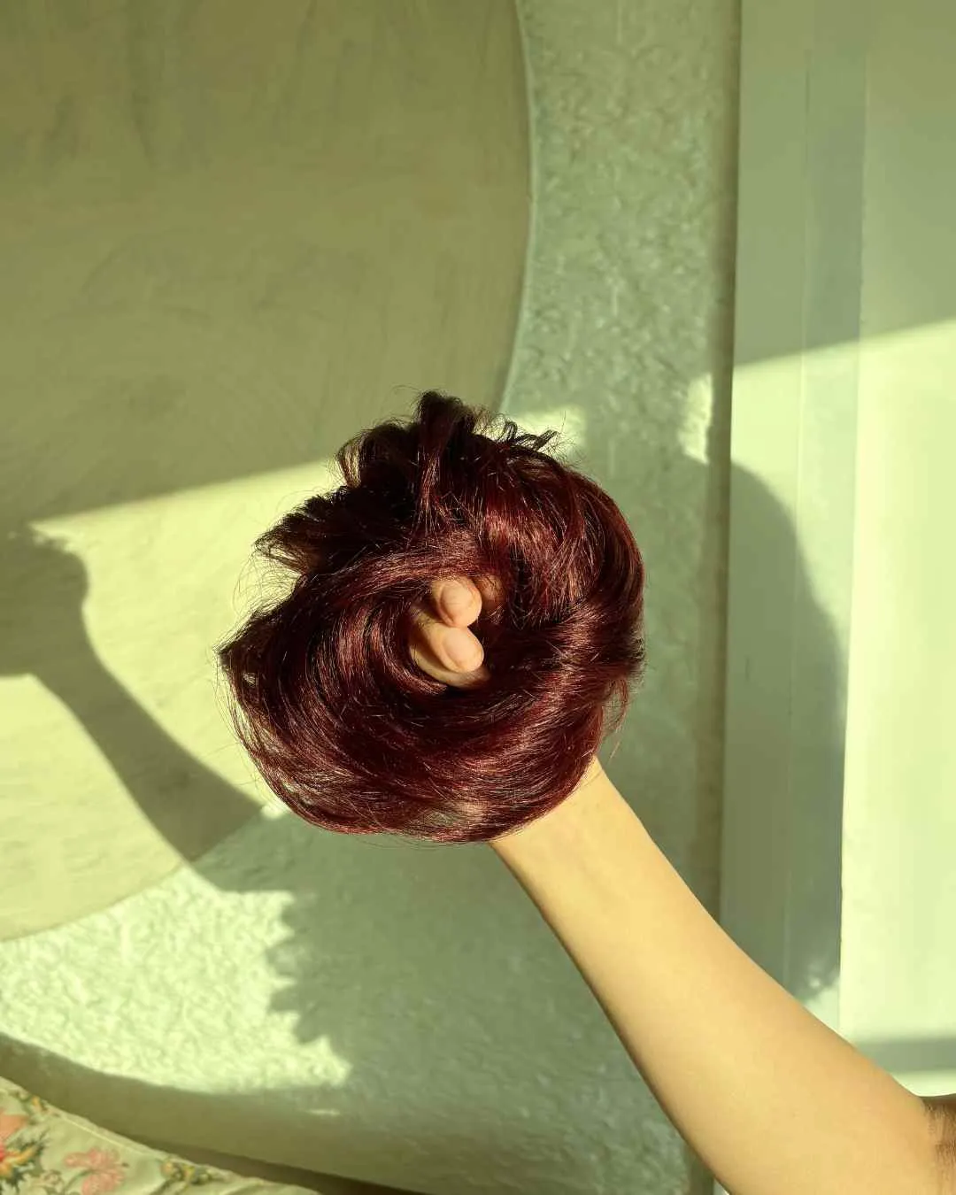 Human Hair Donut Scrunchie Rich Burgundy