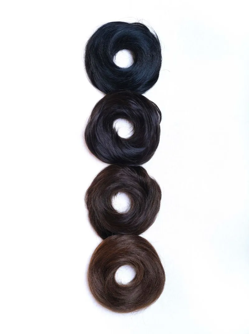 Human Hair Donut Scrunchies Natural Black | Nish Hair