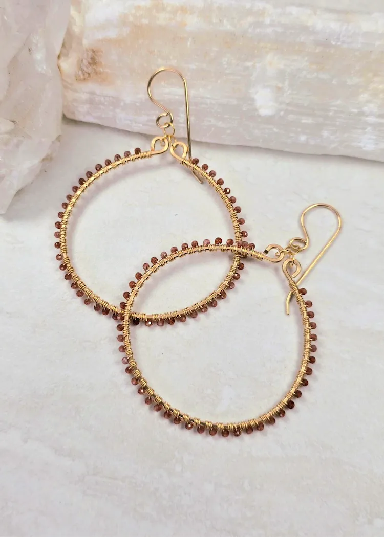 James   Jezebelle | Garnet Wrapped Hoops