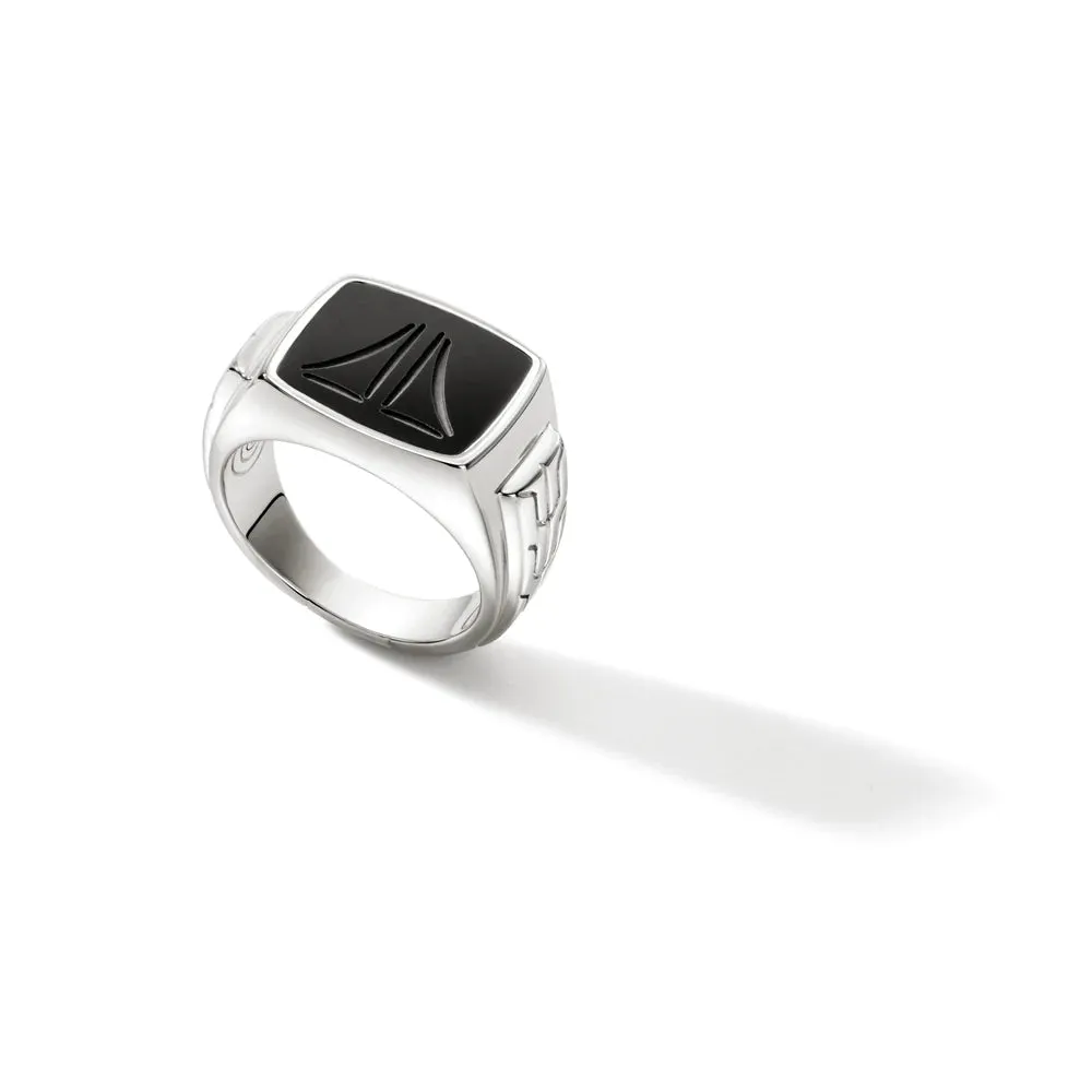 John Hardy ID Signet Ring with Black Onyx