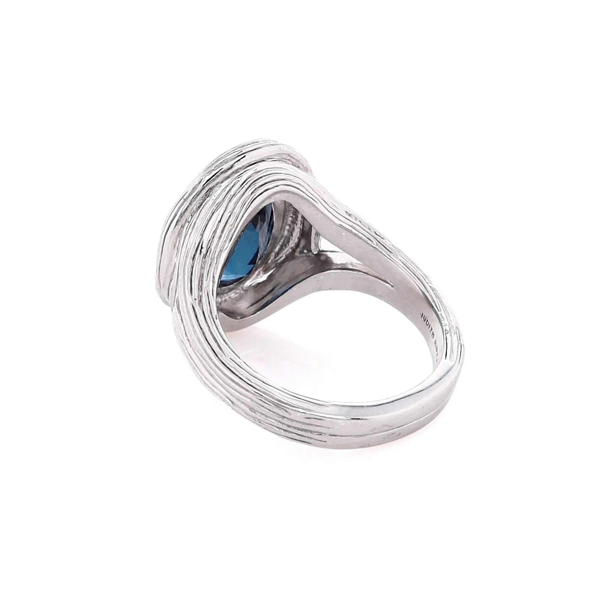 Judith Ripka Santorini Sterling Silver Oval Blue Topaz and Diamond Ring