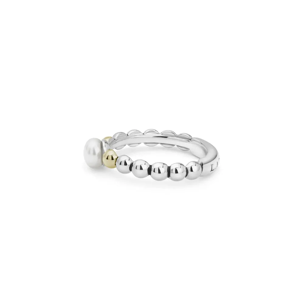 Lagos Two Tone Luna Pearl Ring