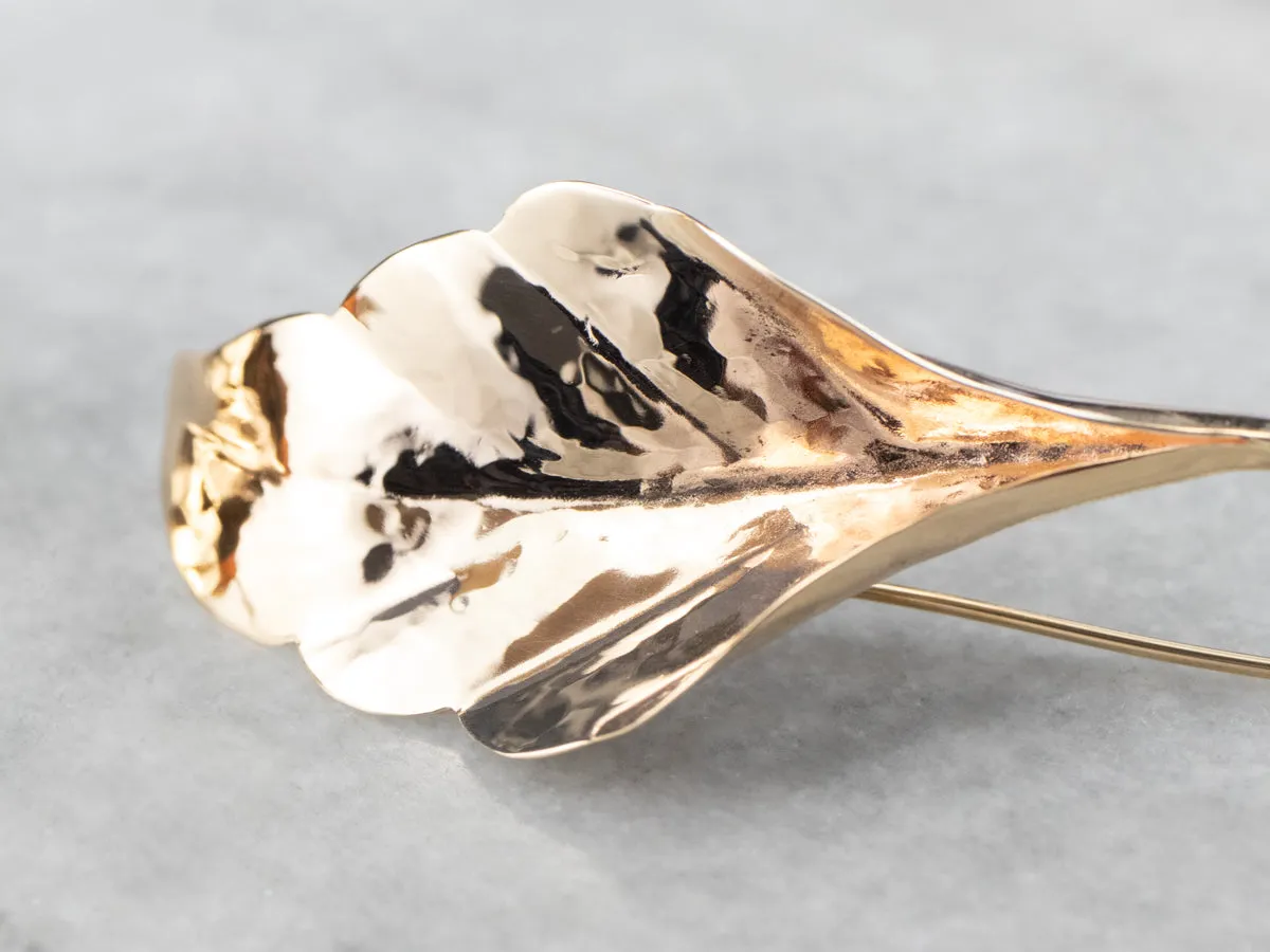 Large Gold Leaf Drop Earrings