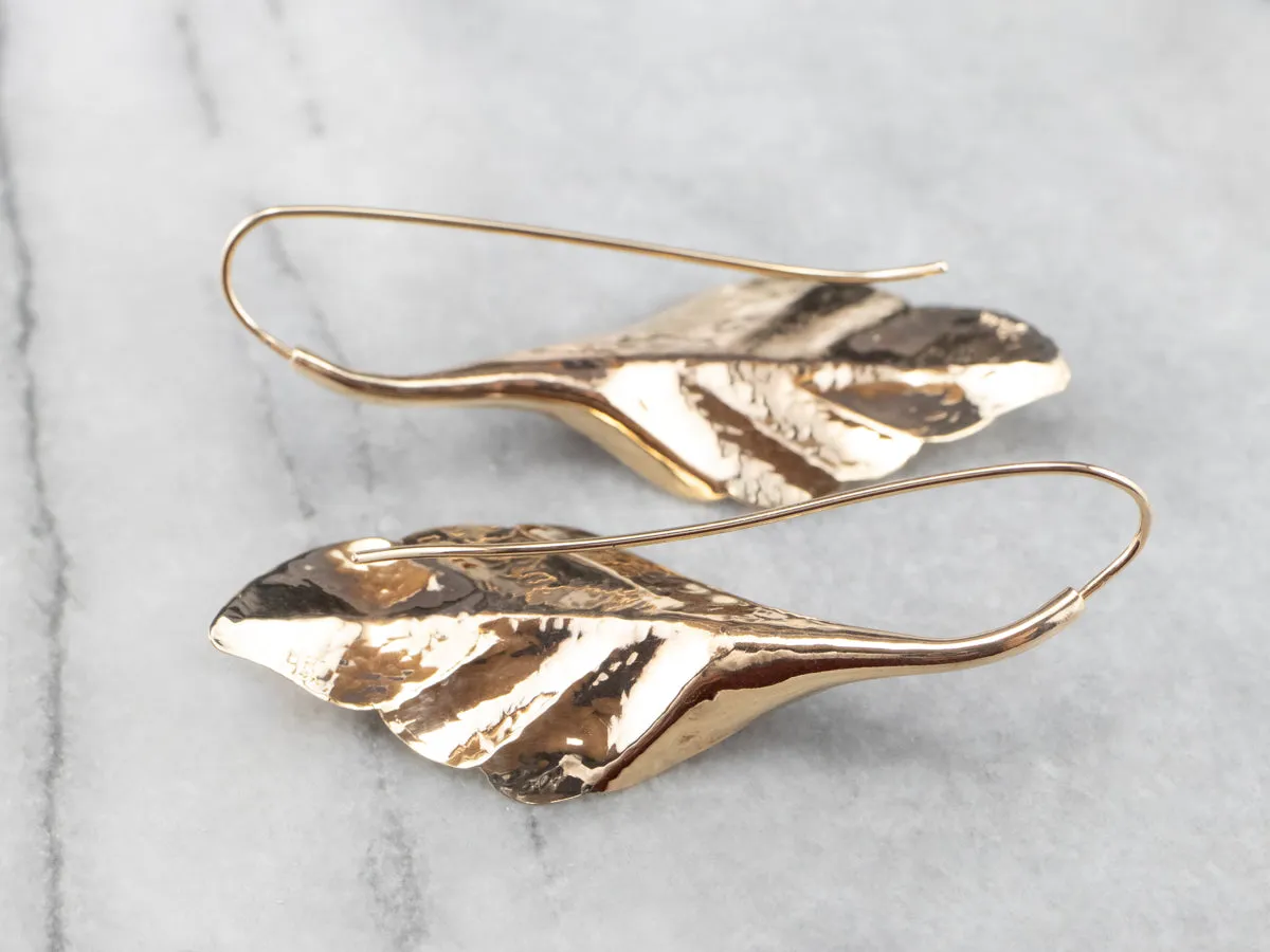 Large Gold Leaf Drop Earrings