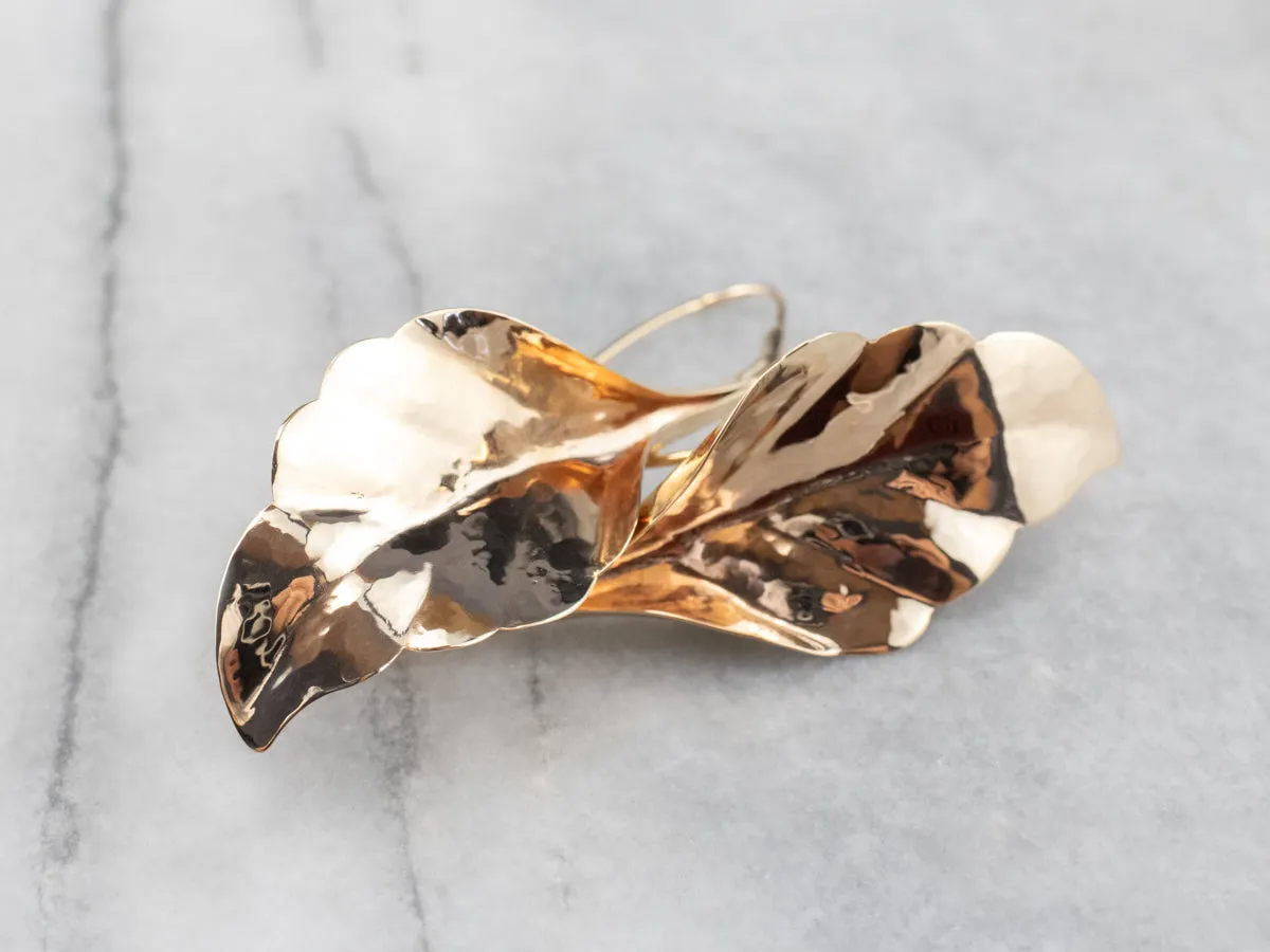 Large Gold Leaf Drop Earrings