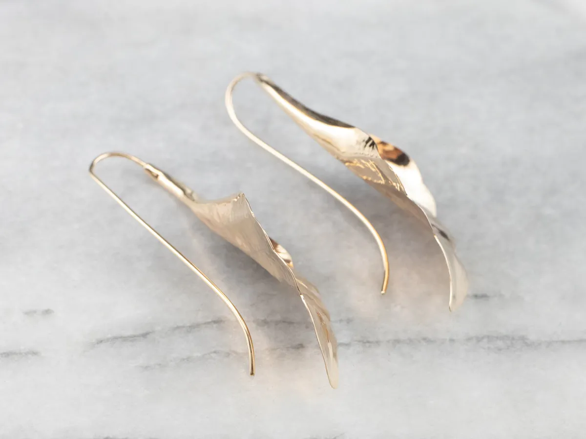 Large Gold Leaf Drop Earrings