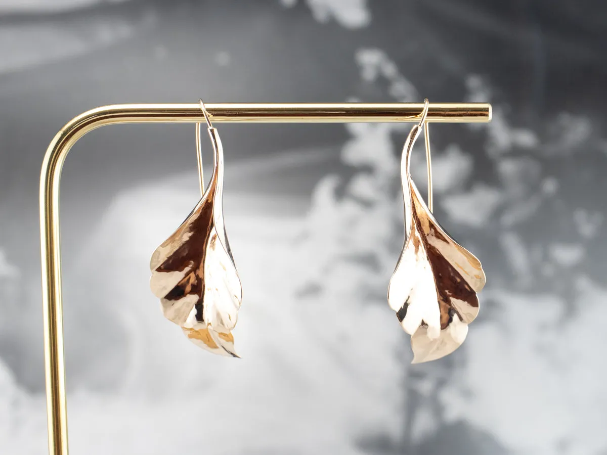 Large Gold Leaf Drop Earrings