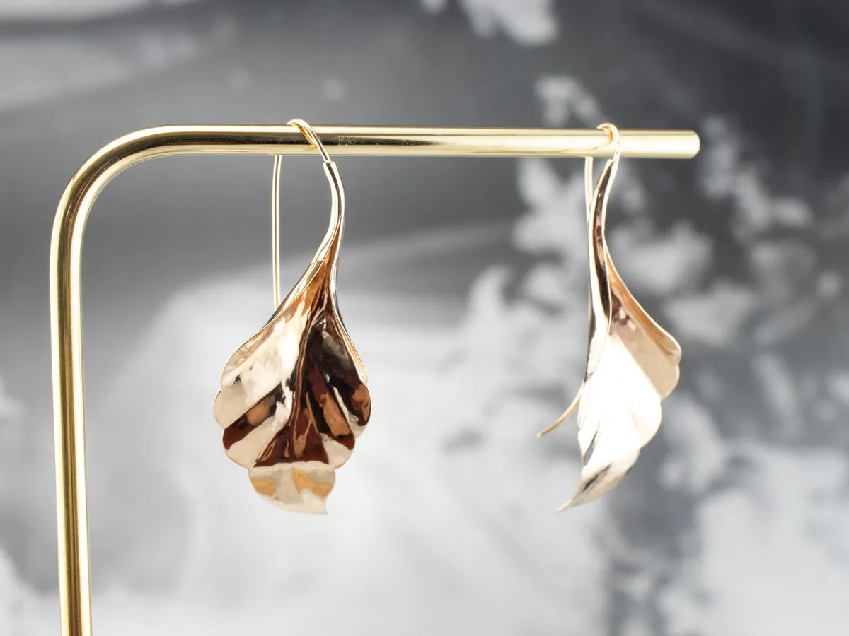 Large Gold Leaf Drop Earrings