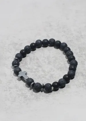 Lava Stone Cross Bracelet