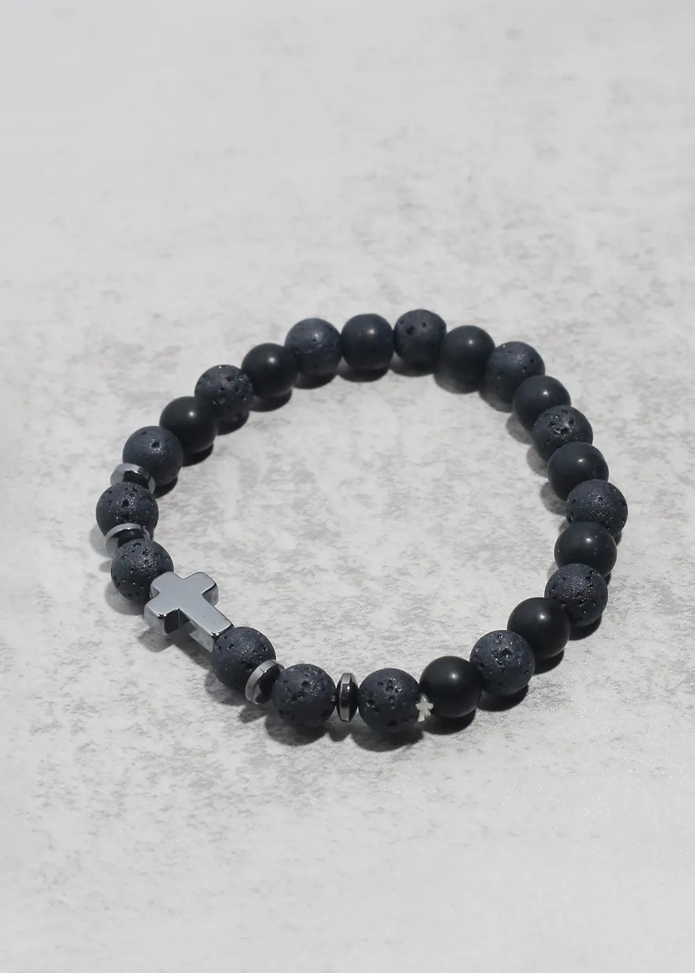 Lava Stone Cross Bracelet