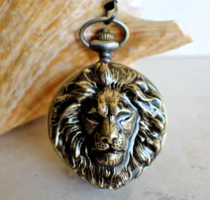 Lion Head Mechanical Pocket Watch