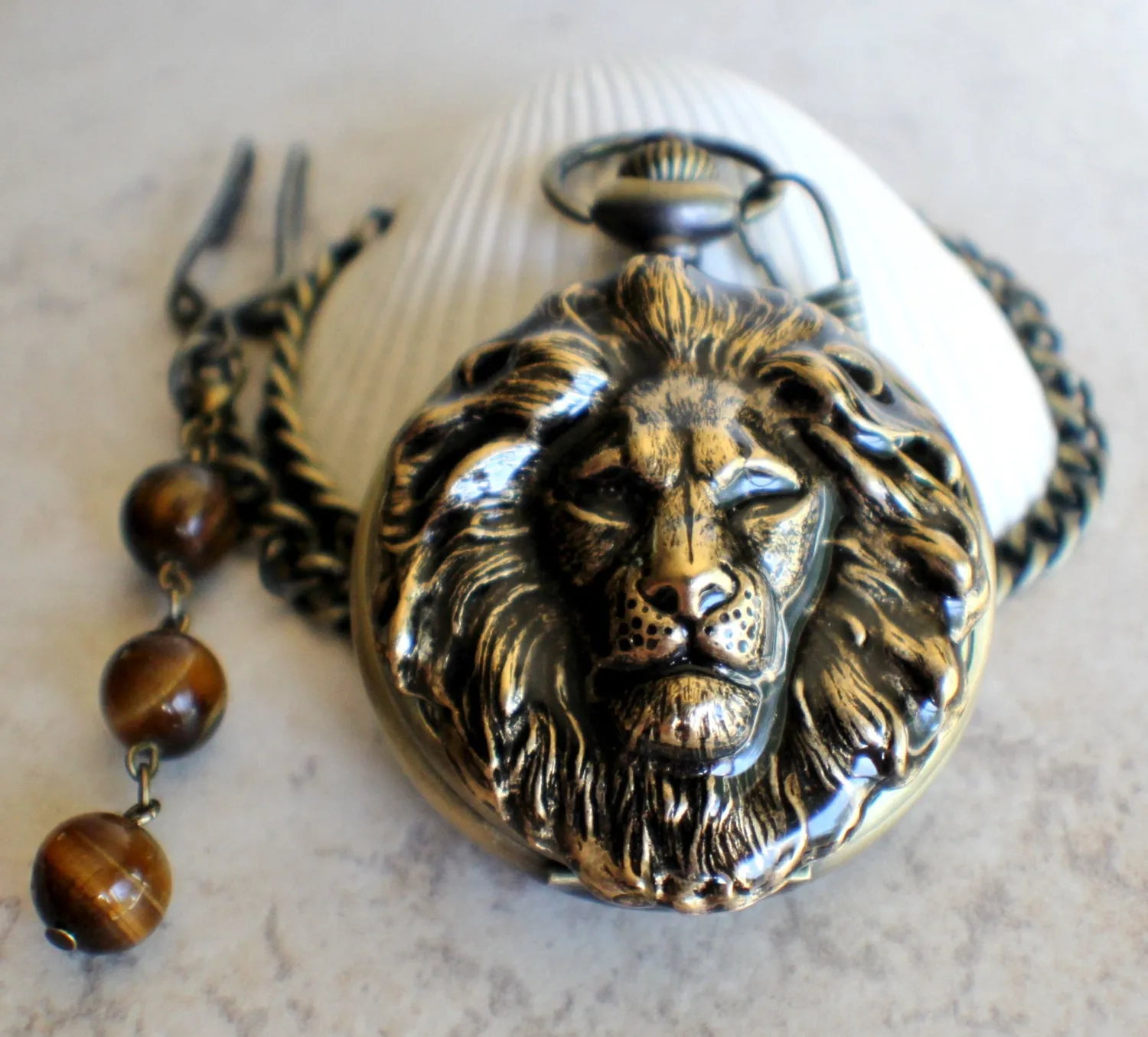 Lion Head Mechanical Pocket Watch