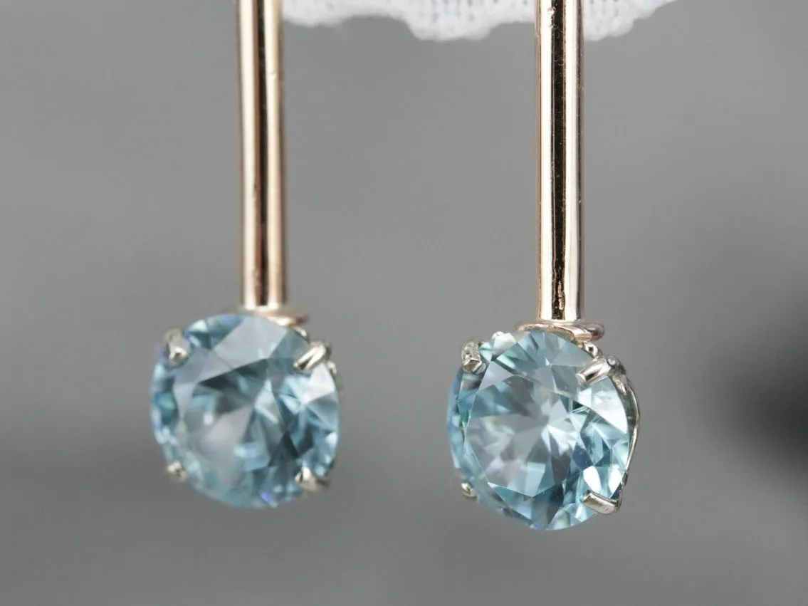 Long Blue Zircon Drop Earrings