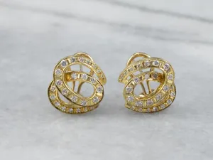 Looping 18K Gold Diamond Stud Earrings