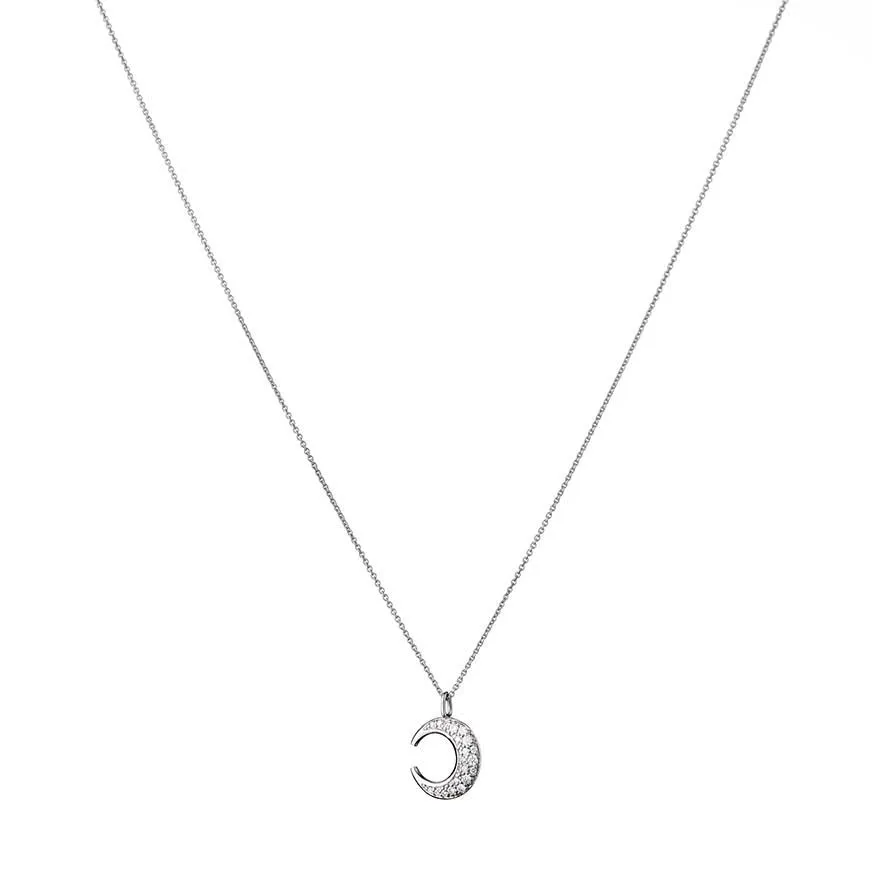 Lunar Pav?? 18K Whitegold Pendant w. Diamonds