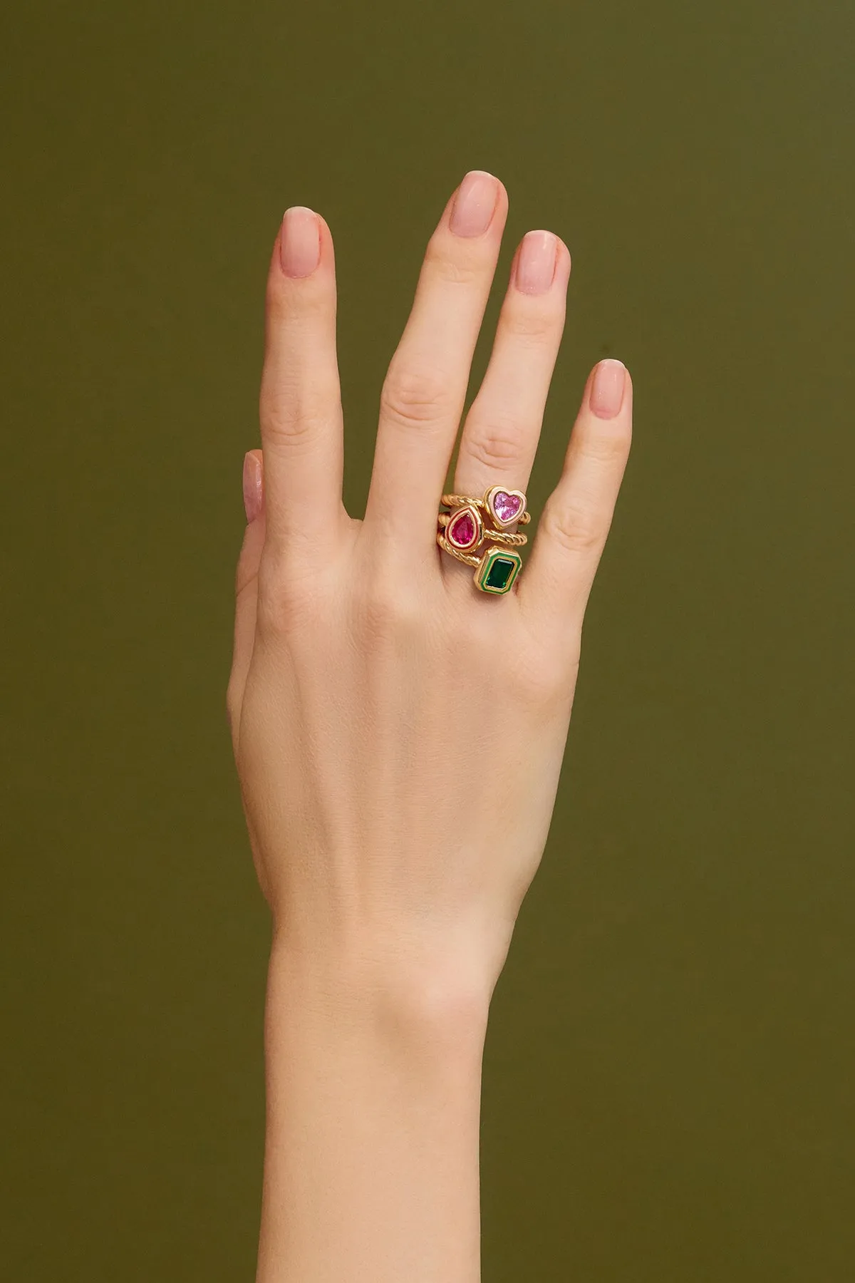 Madison Heart Bezel Stack Ring