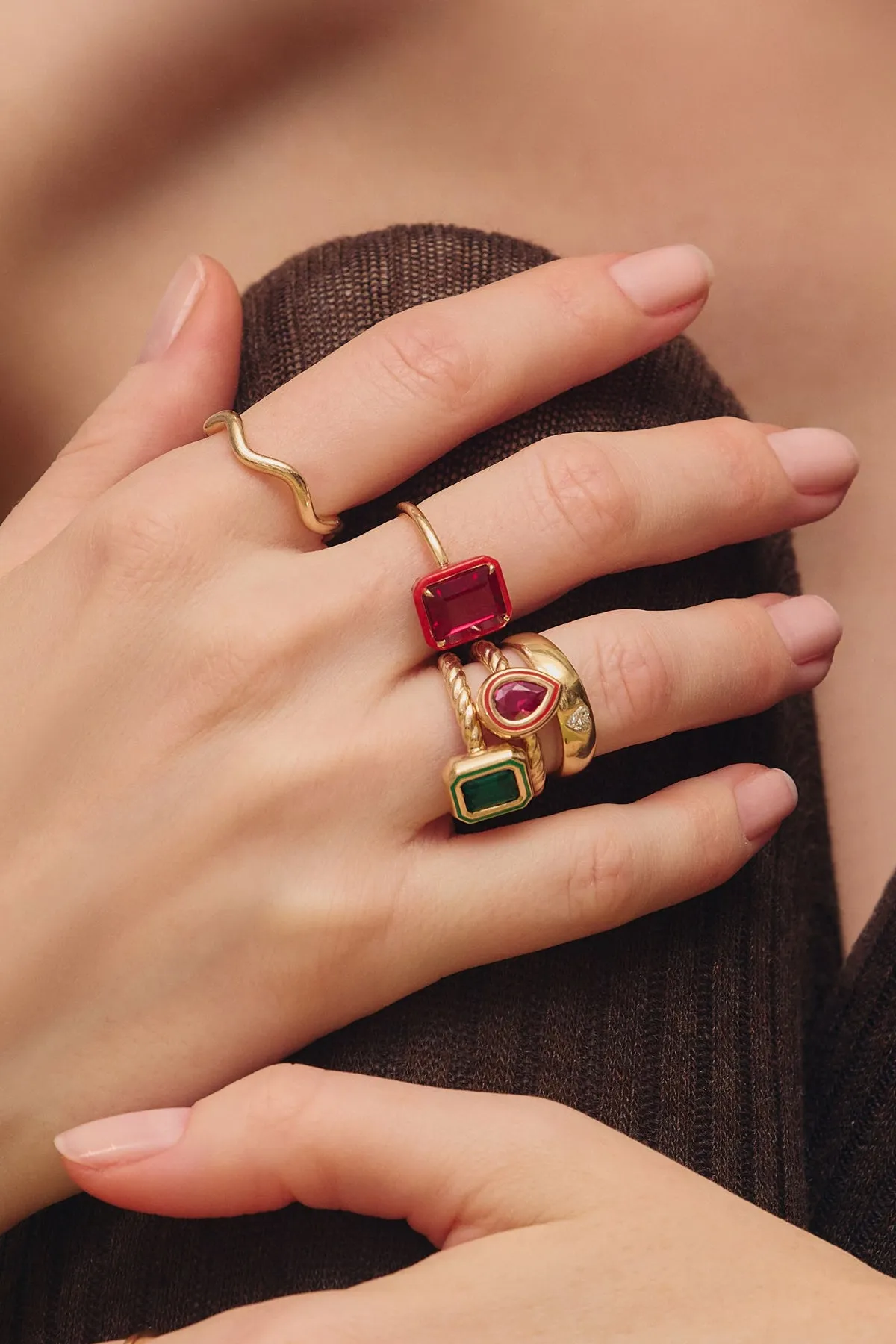 Madison Pear Bezel Stack Ring