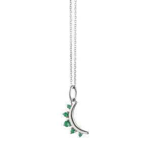 May Emerald "Moon" Sterling Silver Birthstone Necklace