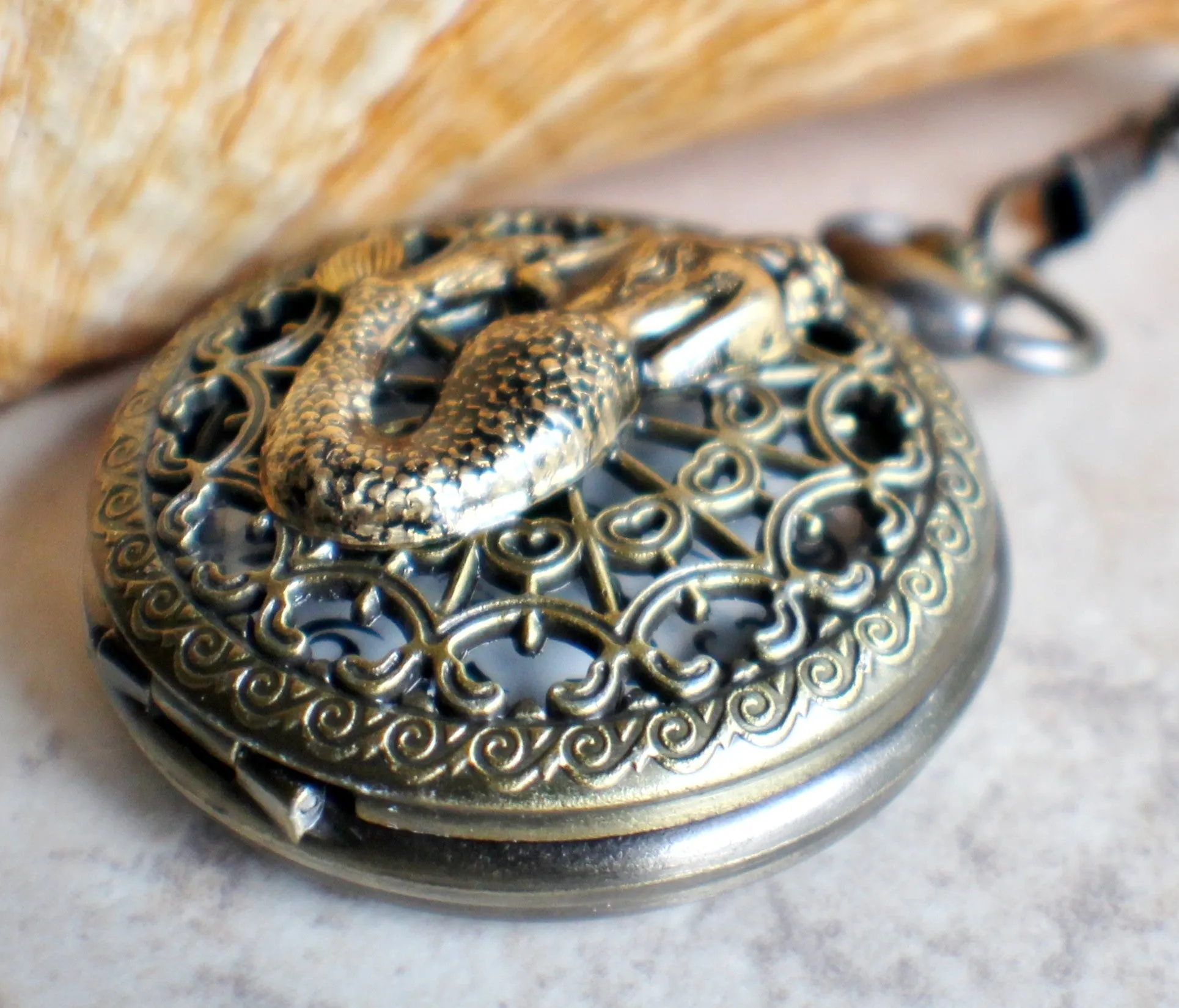 Mermaid pocket watch, mens pocket watch with mermaid mounted on front case