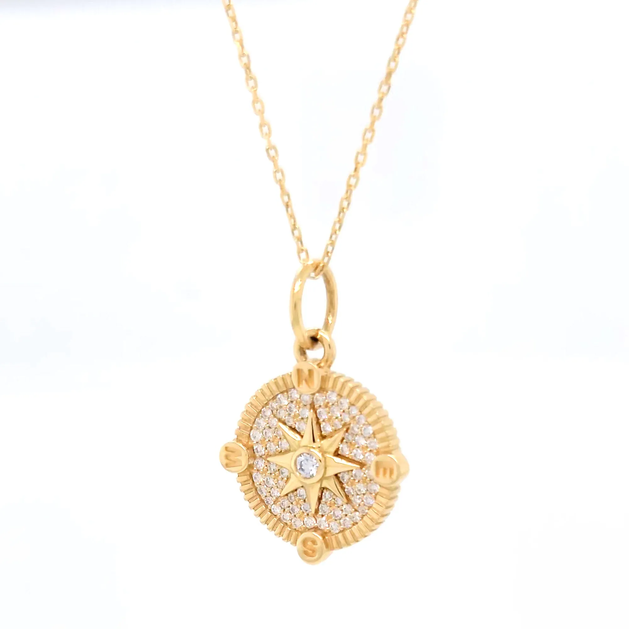 Mini "Adventure" Compass Charm with Pav?? Diamonds