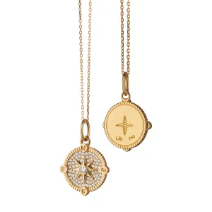 Mini "Adventure" Compass Charm with Pav?? Diamonds