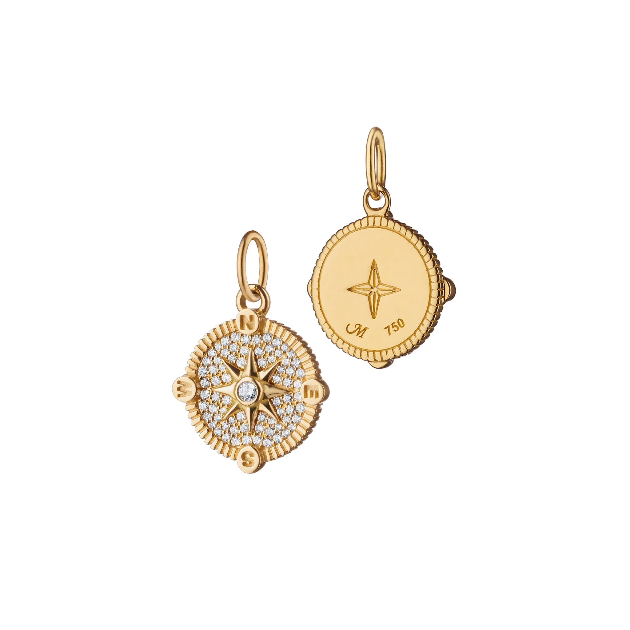 Mini "Adventure" Compass Charm with Pav?? Diamonds