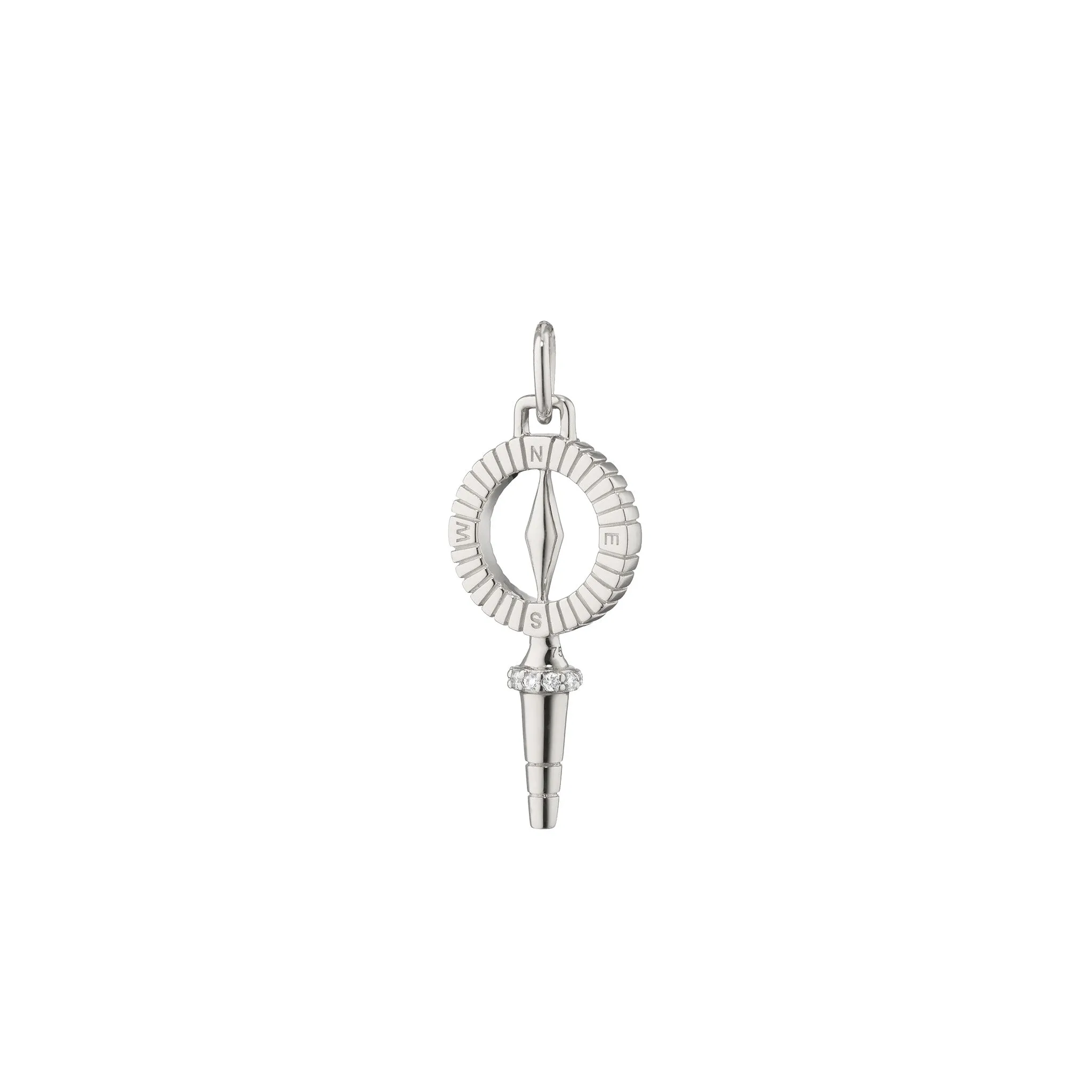 Mini ??True North?? Compass Key with White Sapphires