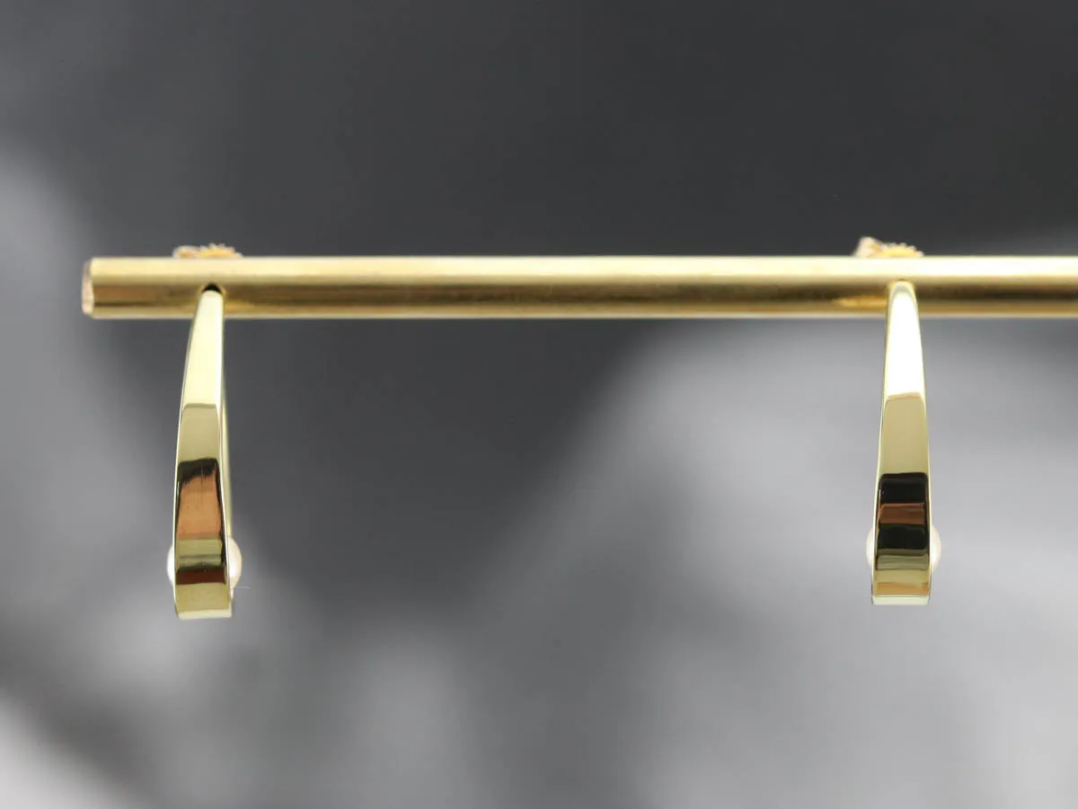 Modernist Pearl Hoop Earrings