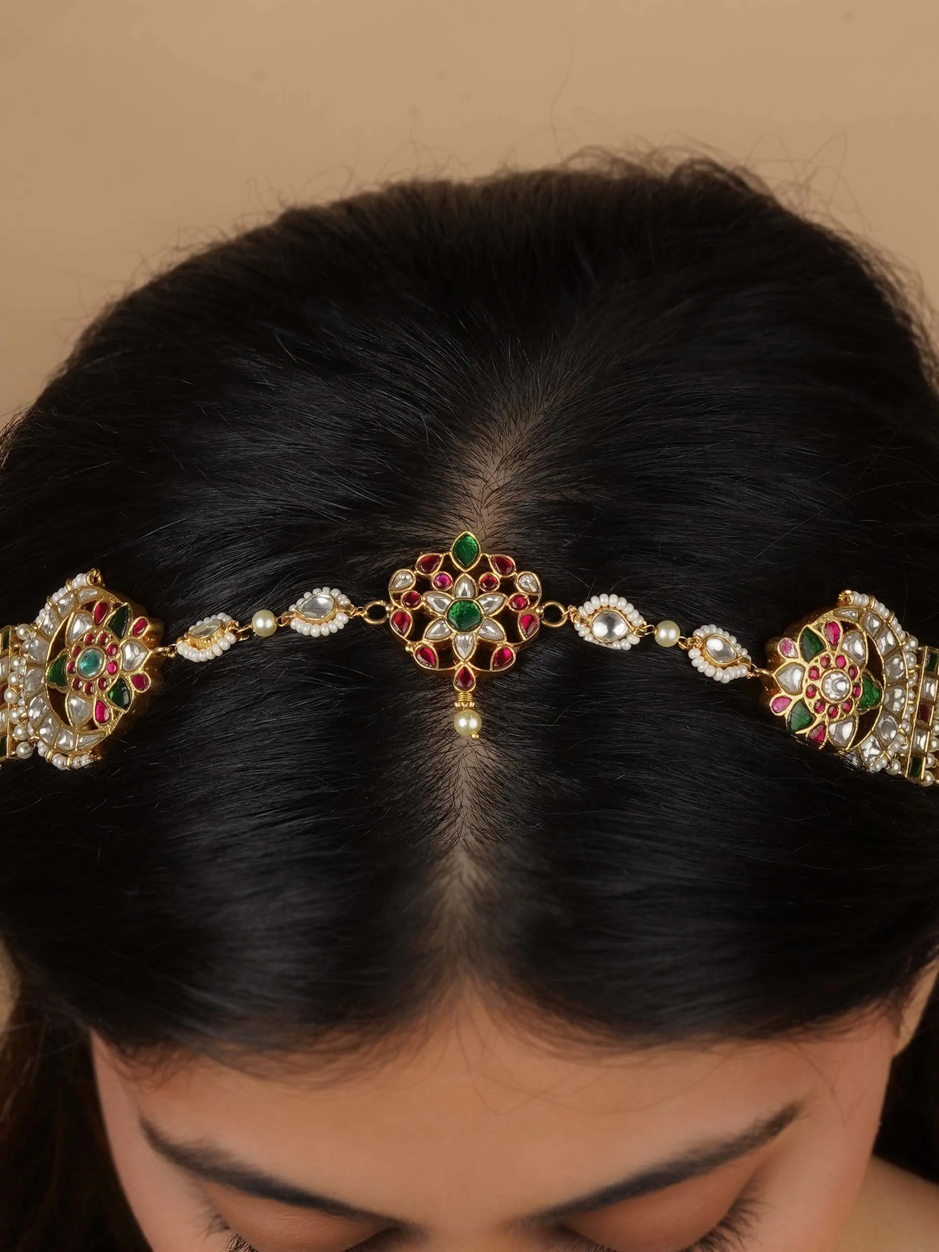 Multicolor Gold Plated Jadau Kundan Earrings - ME1118M