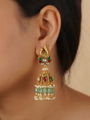 Multicolor Gold Plated Jadau Kundan Earrings - ME1231M