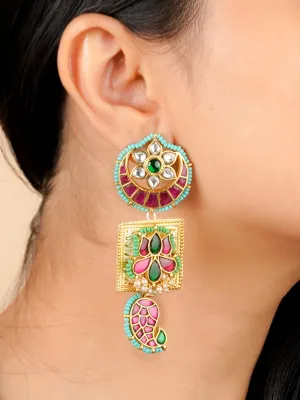 Multicolor Gold Plated Mishr Earrings - MR-E209M