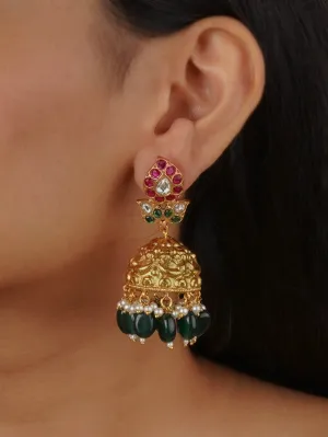Multicolor Gold Plated Temple Earrings - TMPEAR77M