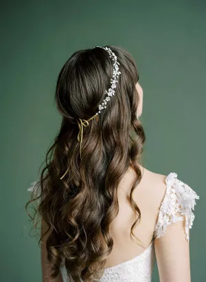 Opals and petite daisies bridal hair vine - Style #2503