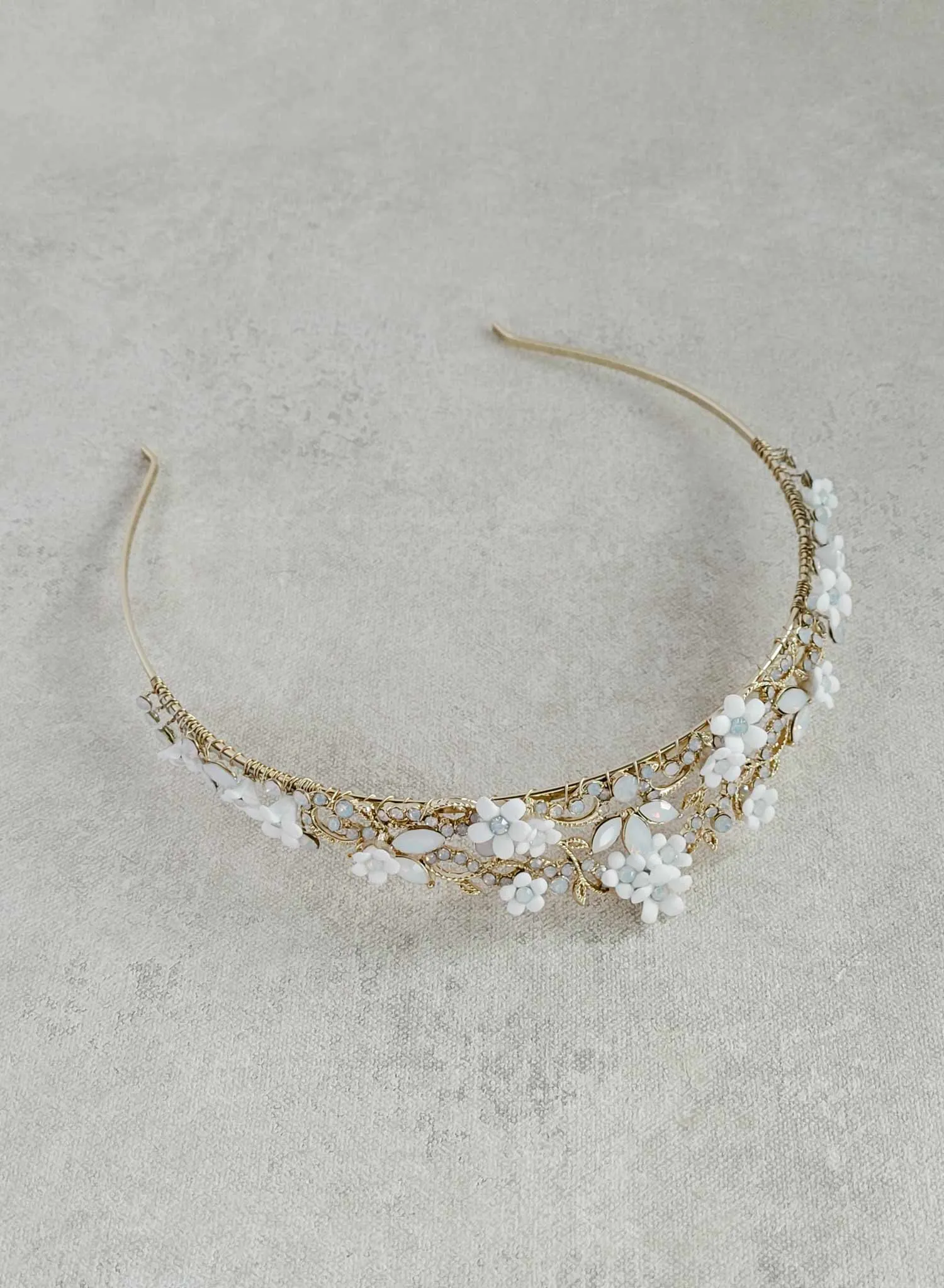 Opals and petite daisies bridal tiara - Style #2504