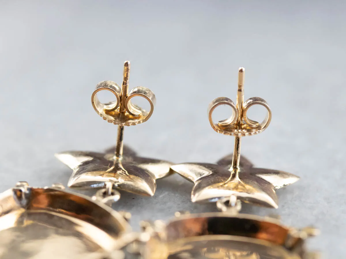 Ornate Texture Gold Drop Earrings