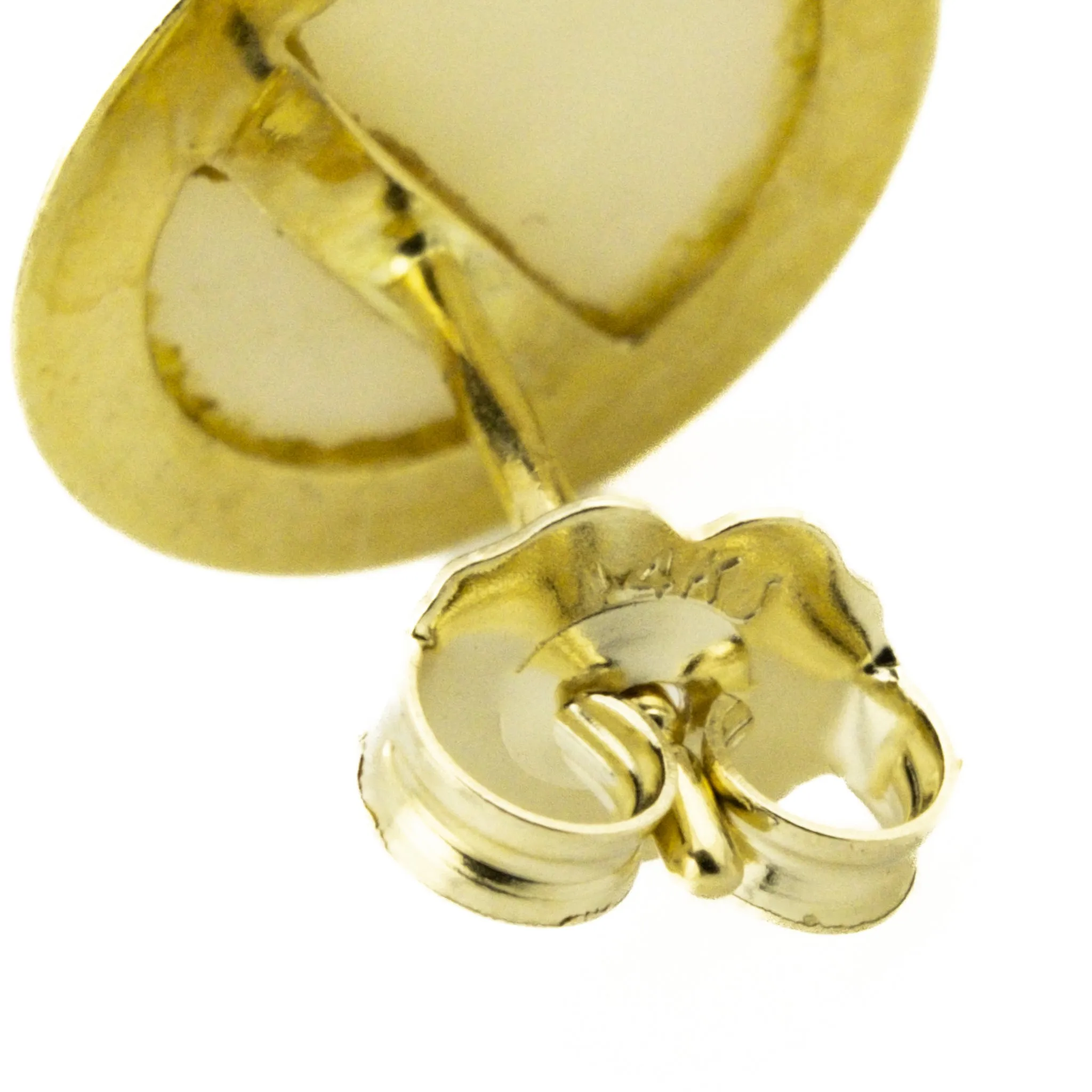 Oval Cabochon Opal Solitaire Earrings in 14K Yellow Gold