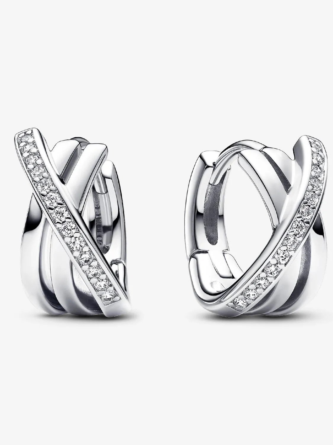 Pandora Crossover Pav?? Hoop Earrings