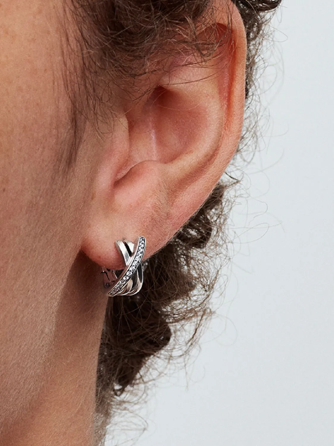 Pandora Crossover Pav?? Hoop Earrings