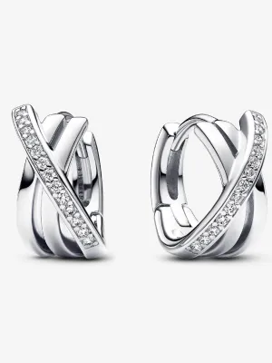 Pandora Crossover Pav?? Hoop Earrings