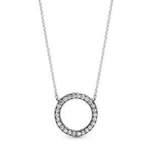 PANDORA logo reversible silver collier with clear cubic zirconia