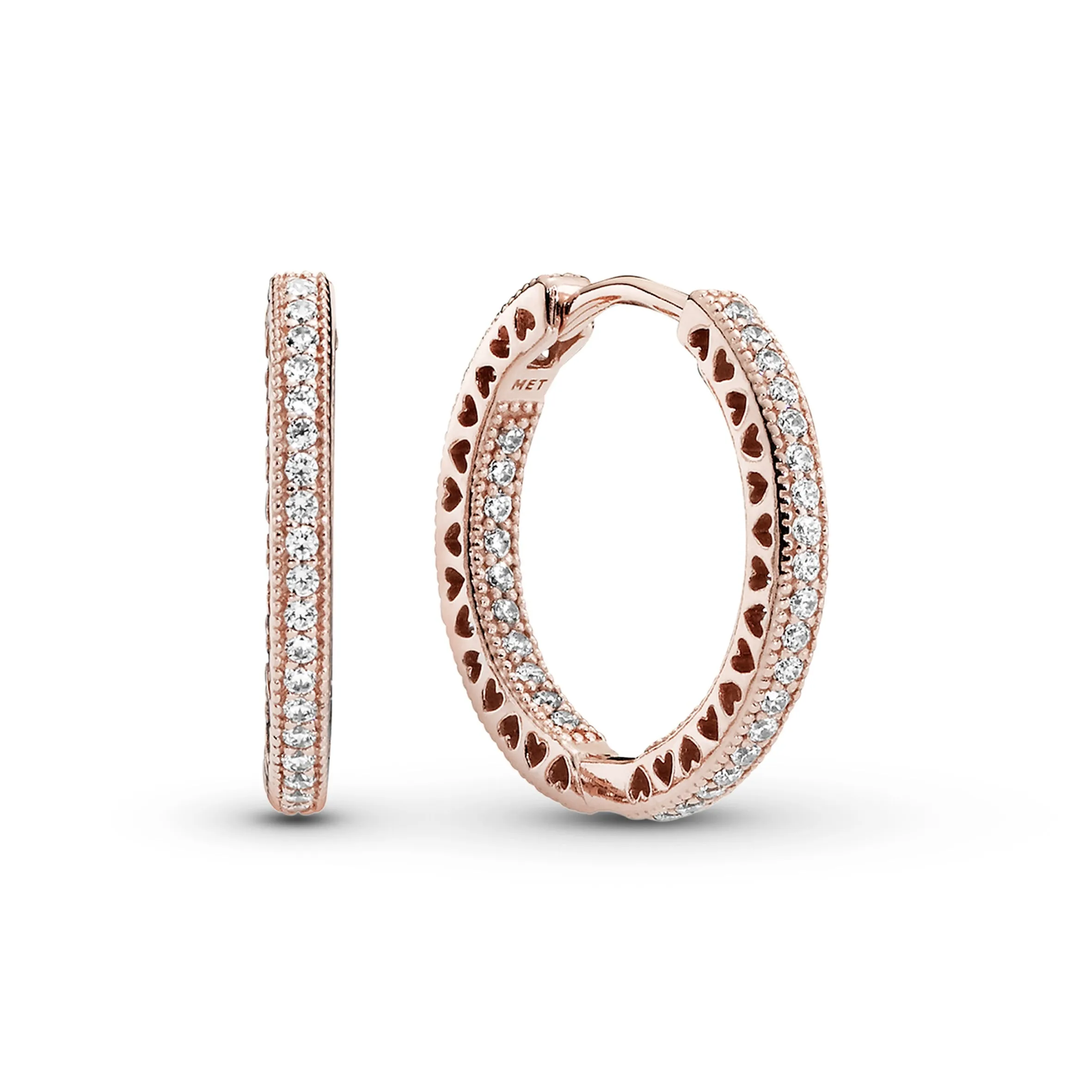 PANDORA Rose hoop earrings with clear cubic zirconia, 20 mm