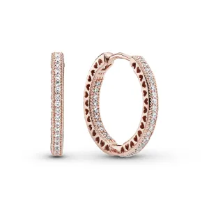 PANDORA Rose hoop earrings with clear cubic zirconia, 20 mm