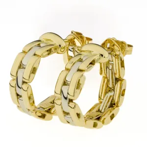 Panther Link Gold Earrings in 18K Two Tone Gold