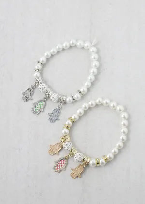 Pearl   Hamsa Hand Bracelet