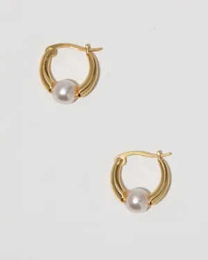Pearl Huggie Hoop Earrings