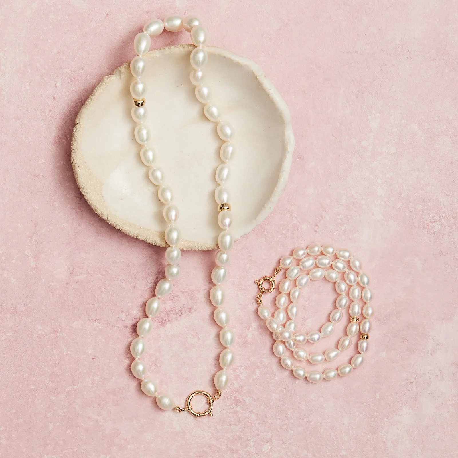 Pearls & 14kt Gold Necklace, Medium