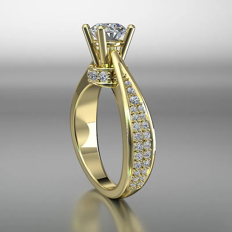 Petite Pave 1.1 Carat Diamond Solitaire Engagement Ring - 02US11